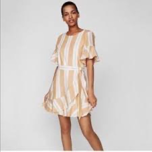 Express Dresses & Skirts - Express yellow and white Wrap Dress size small